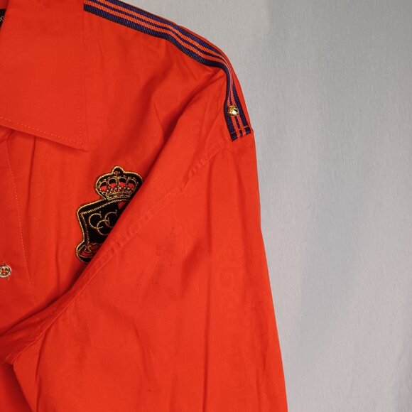 Coogi Shirt Mens 4XL Dark Orange Button Down Long Sleeve HipHop Streetwear - Picture 7 of 9